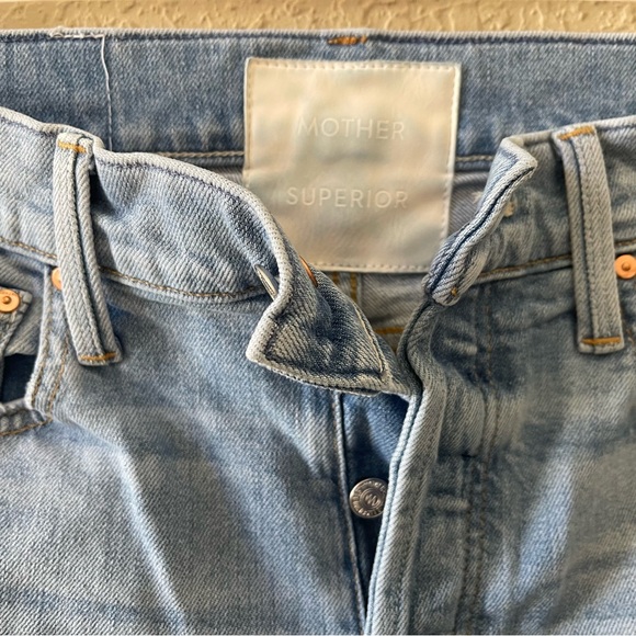 MOTHER SUPERIOR High Waisted Hiker Hover Jeans Undone Hem Distressed 28 - Picture 9 of 15